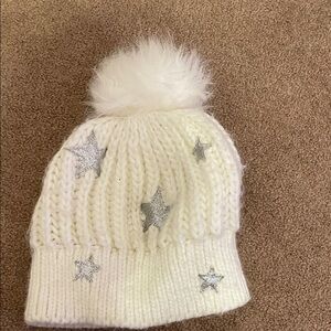 Target White Knit Hat with Silver Stars